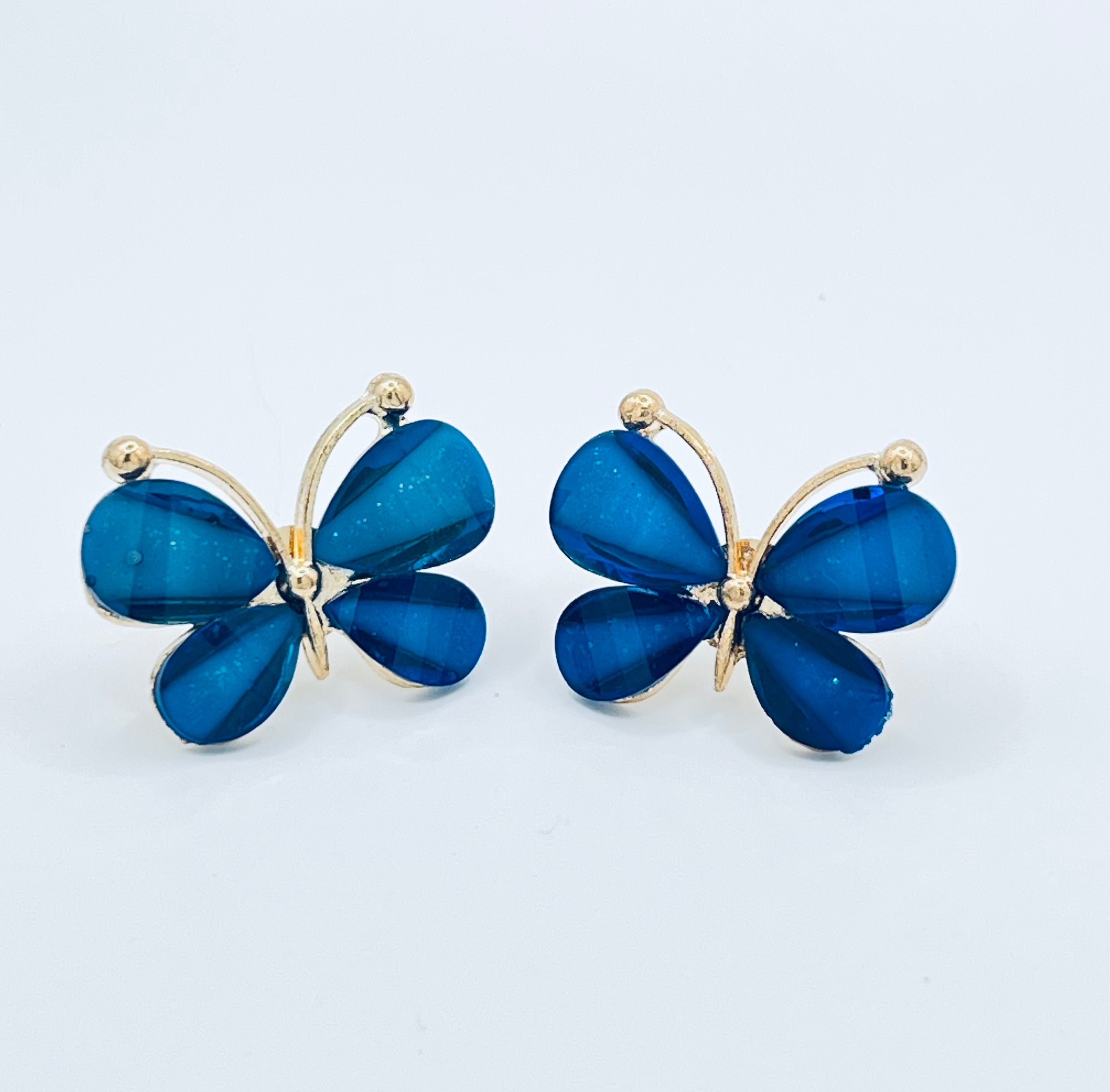 Gold Tone and Resin Butterfly Earrings - Multiple Colors