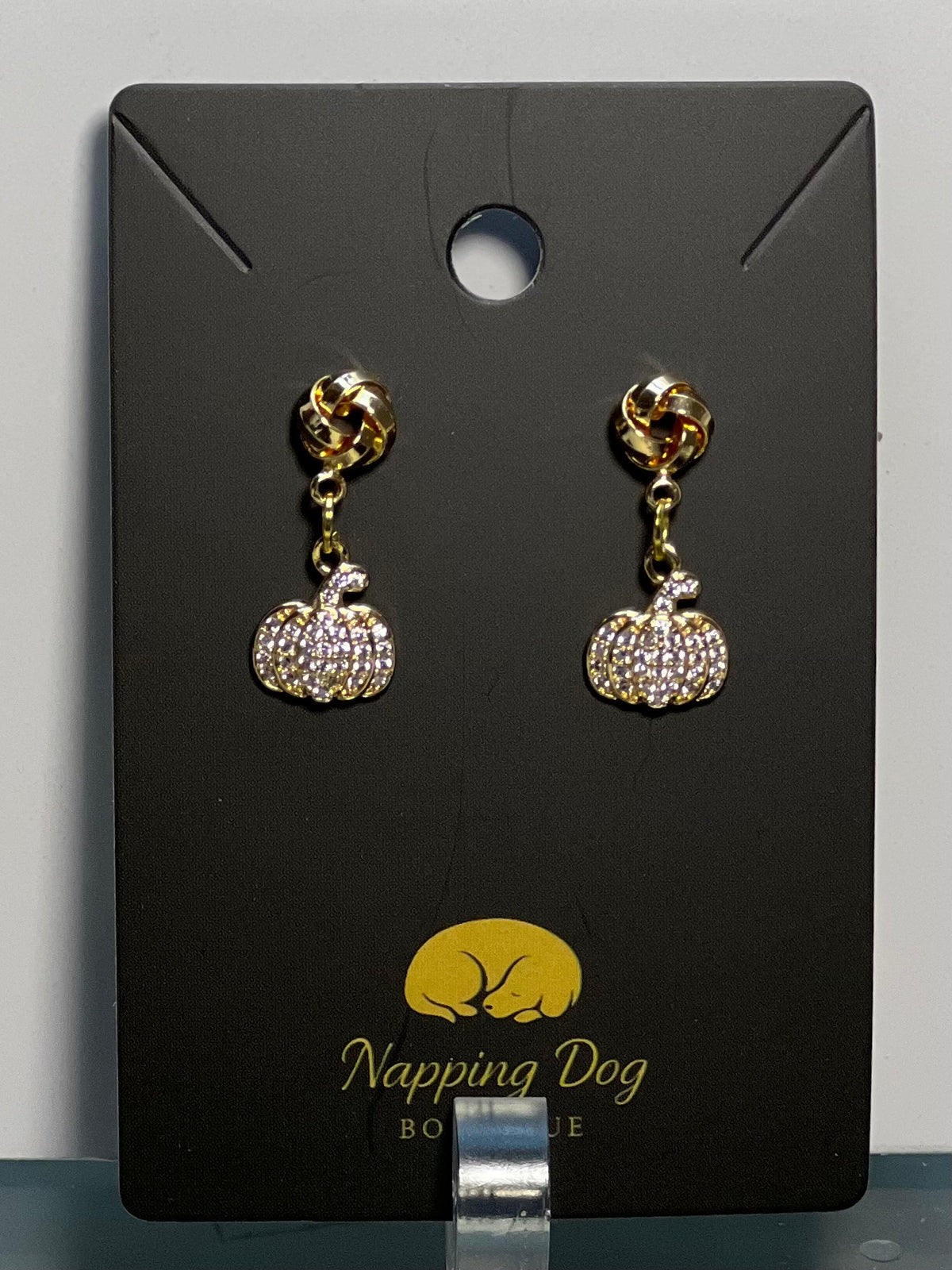 Crystal Pumpkin Dangle Earrings – Gold-Tone Fall Earrings