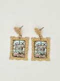 Vintage-Inspired Birdcage Floral Frame Drop Earrings