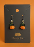 Handcrafted Glass Pumpkin Dangle Earrings