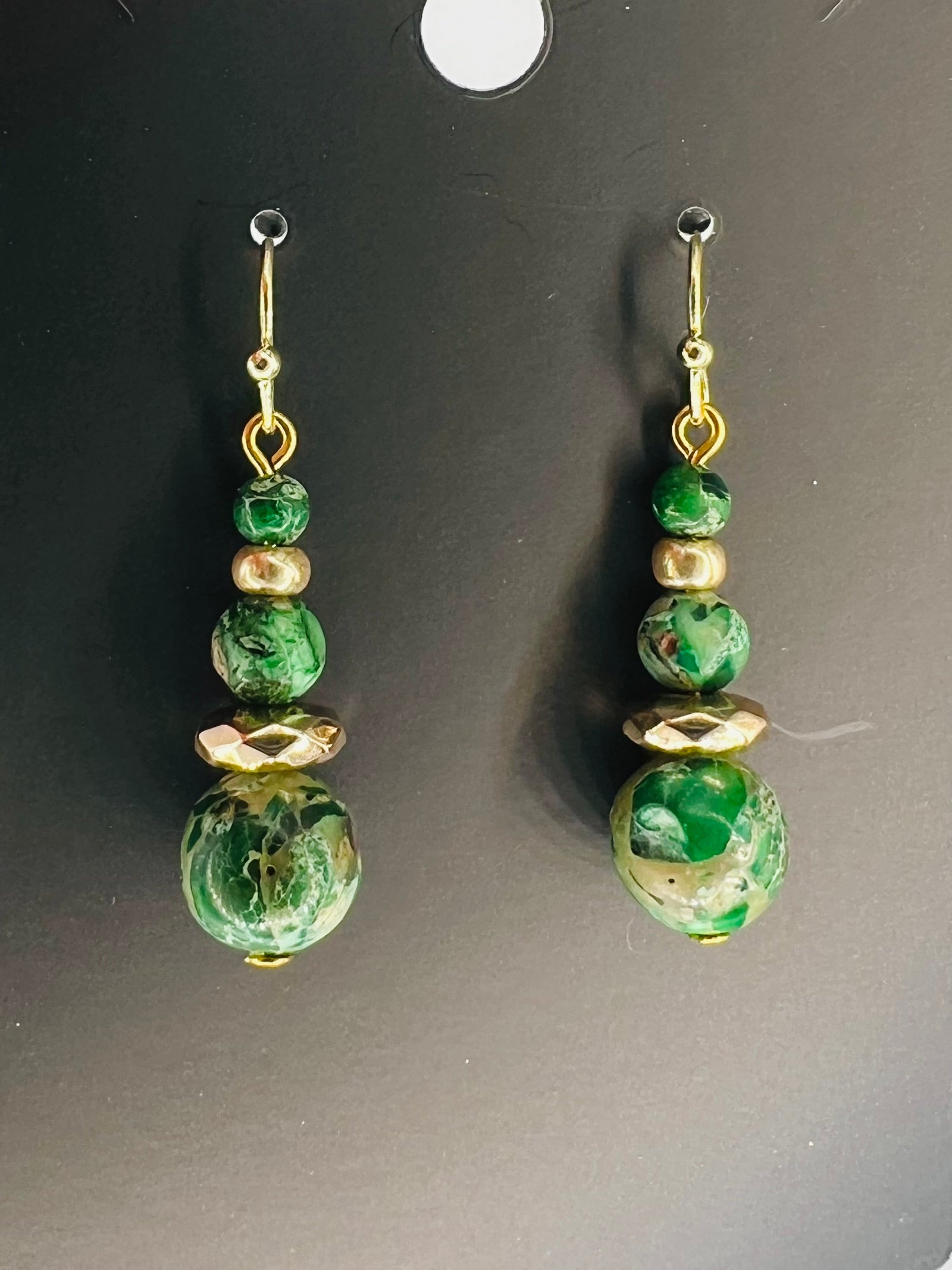 Marble and Gold Dangle Earrings