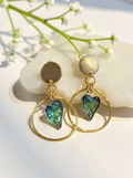 Hand-Shaped Gold Tone Hoops with Green Gemstone Accent