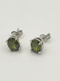 Sterling Silver Genuine Peridot Oval Stud Earrings