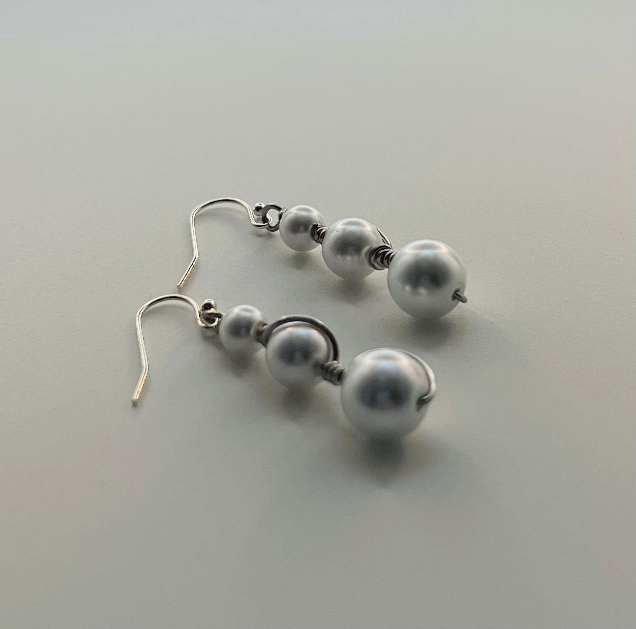 Wire Wrapped Pearl Earrings with Sterling Silver Ear Wires