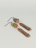 Copper Mountain Carved Earrings Accented with Pink and Green Stones