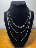18K White Gold-Filled Triple-Layer Butterfly & Daisy Necklace (Copy)