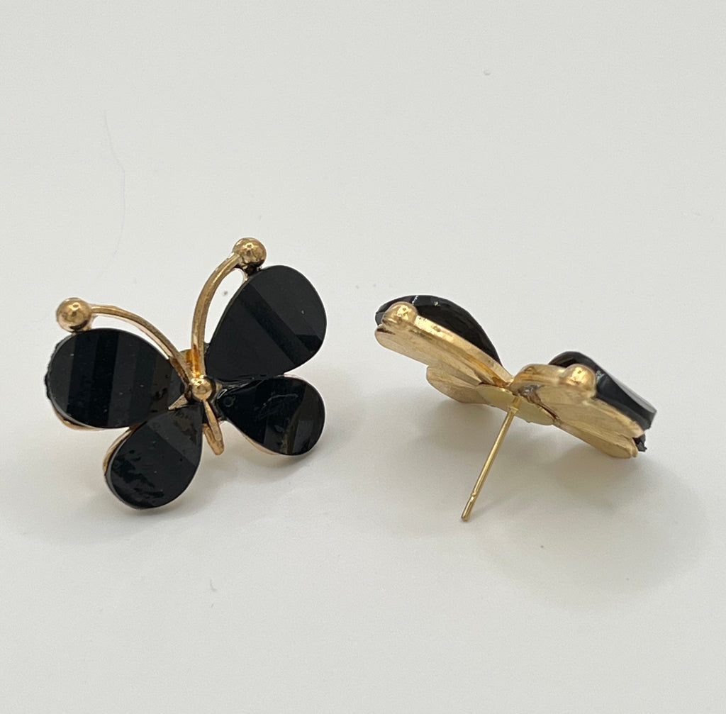 Gold Tone and Resin Butterfly Earrings - Multiple Colors