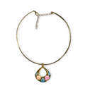 Multicolor Enamel Pendant Choker Necklace – Gold-Tone Statement Necklace