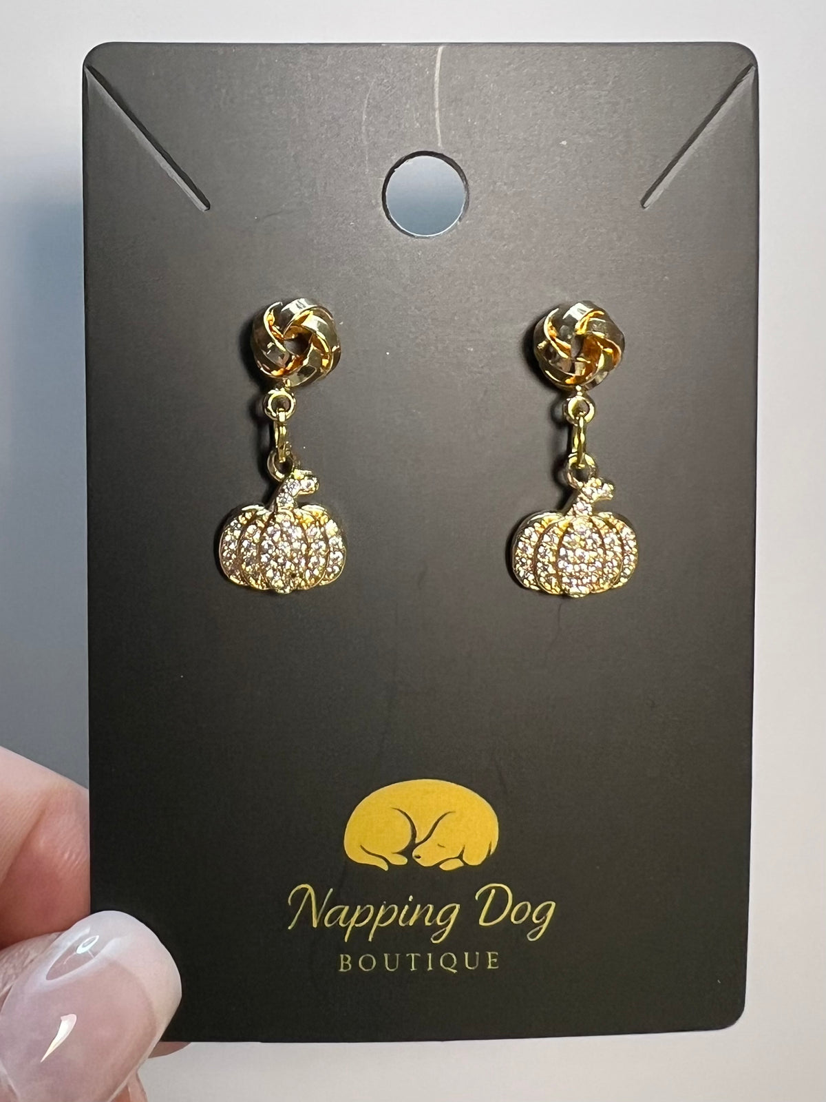 Crystal Pumpkin Dangle Earrings – Gold-Tone Fall Earrings