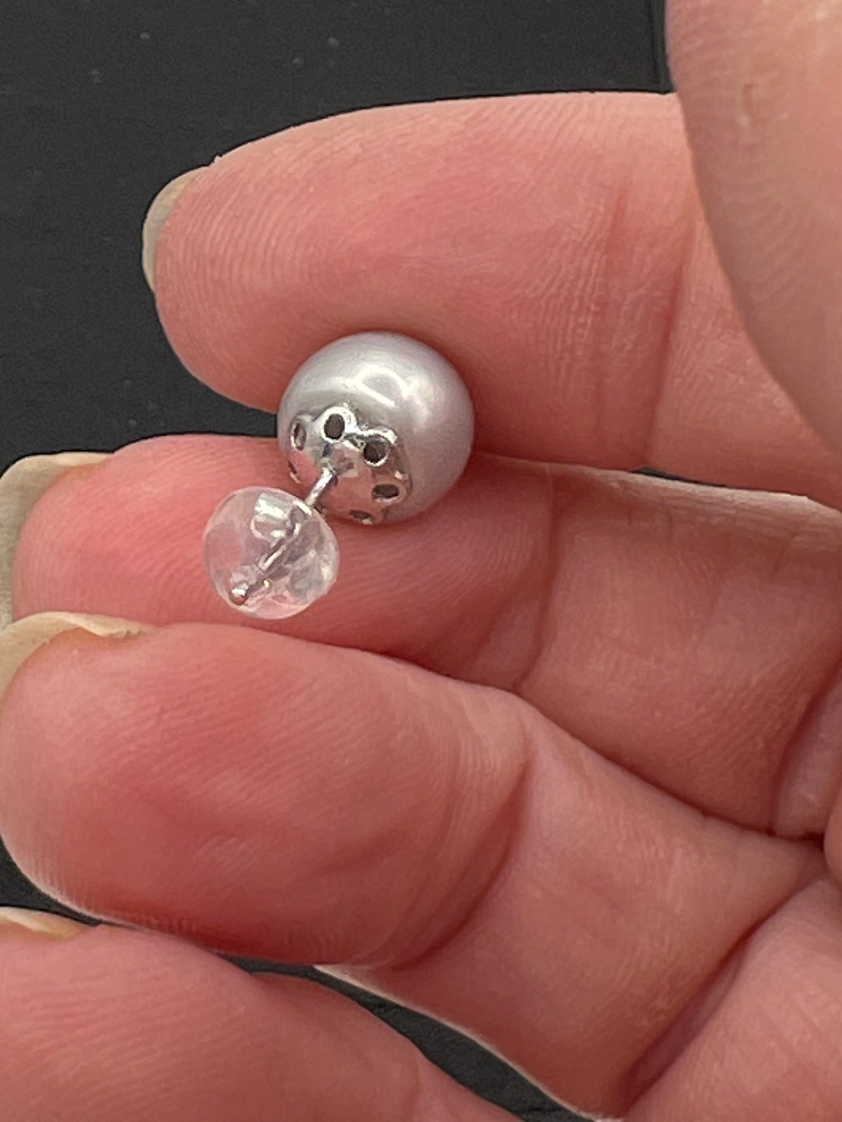 Grey Freshwater Pearl Stud Earrings in Sterling Silver