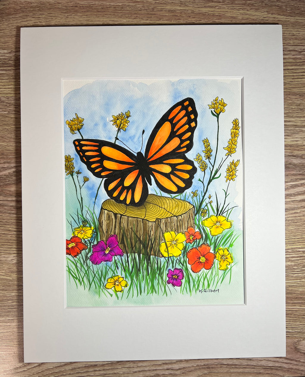 Original Watercolor Painting – Monarch Butterfly in Springtime