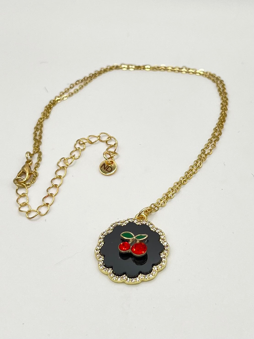 Cherry Pendant Set in Gold Tone Chain