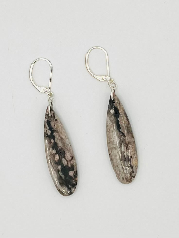 Ocean Jasper Sterling Silver Teardrop Earrings