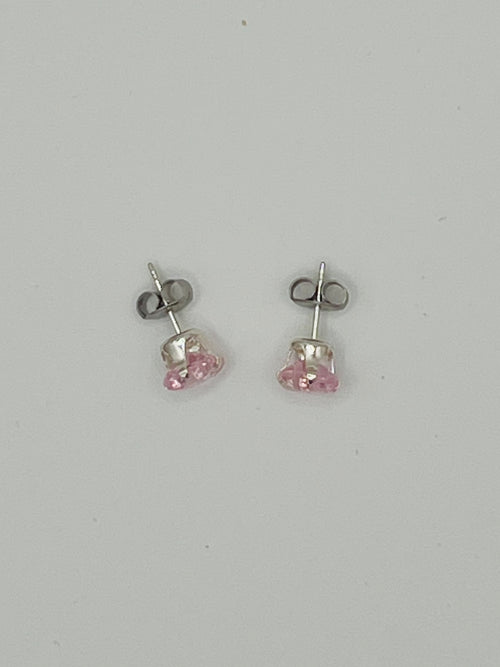 .925 Sterling Silver Ascher-Cut CZ Studs Earrings