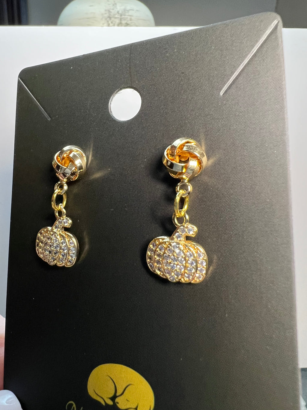 Crystal Pumpkin Dangle Earrings – Gold-Tone Fall Earrings