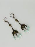 Bronze and Turquoise Dangle Earrings