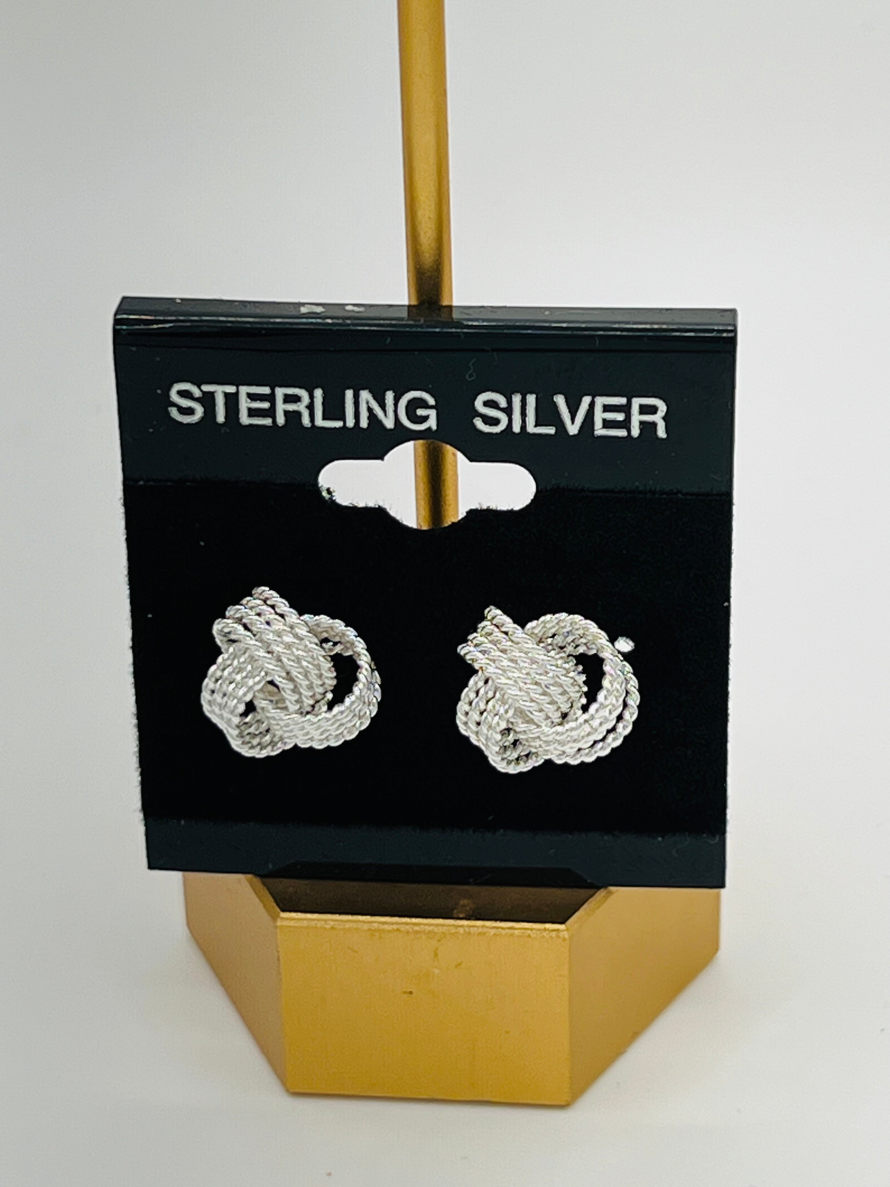 Sterling Silver Love Knot Stud Earrings