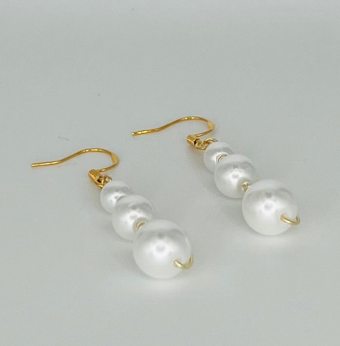 Hand Crafted Gold and Wire Wrapped Pearl Earrings