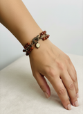 Mixed Metal Wire Wrapped Red Stone Bracelet