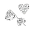 Solid Sterling Silver Tri Stone Heart Earrings