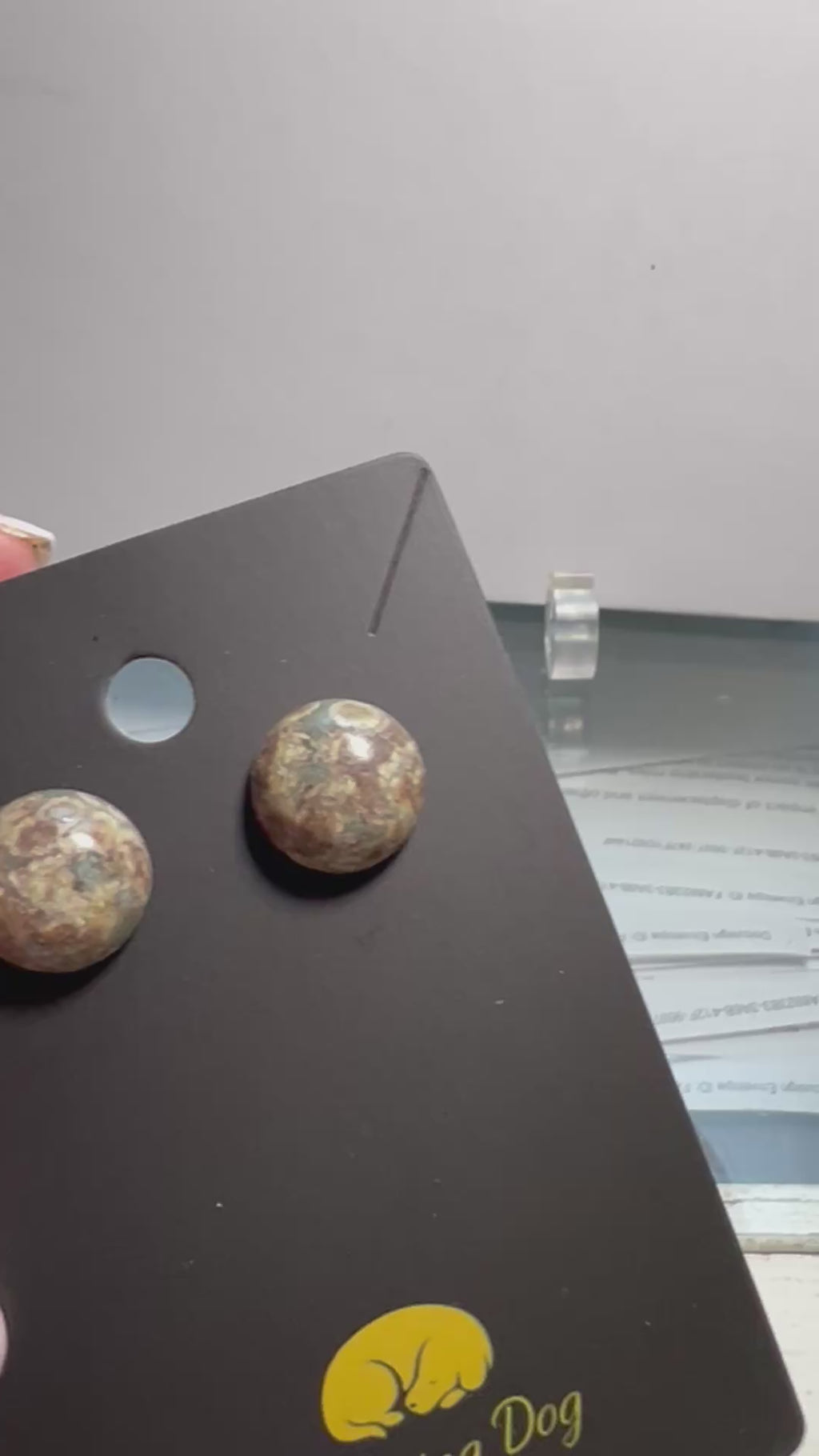 Frog Eye Jasper Round Stud Earrings – Natural Stone Earrings